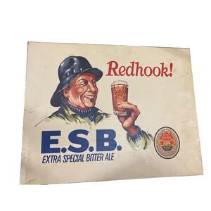 Red hook ESB beer sign bar man cave mounted wall hanging large 24”x16”